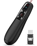 Wireless Presenter Remote Presentation Clicker: USB Type C PowerPoint Clicker with Red Pointer Long Range PPT Control - Universal Power Point Slide Advancer for Mac MacBook Laptop PC Computer Keynote
