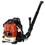 76CC 4-Stroke EPA Passed Backpack Gas Leaf Blower with Heavy Duty Frame, Adjustable Shoulder Straps, Ergonomic Handle, and Comfortable Padded Harness - 750CFM Red