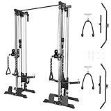 ER KANG Cable Crossover Machine, Function Trainer Wall Mount, Cable Station Combo, 18 Heights Dual Pulley System, High and Low Cable Machine, LAT Pull-Down & LAT Row Home Gym(Black)