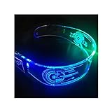 Fency Light Up Rave Glasses, Bilaterally Controllable, USB Rechargeable Futuristic Style Glasses, 7 Colors Changing Flashing Luminous Glasses for Cosplay Halloween Bar Club Party
