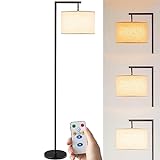 Modern Battery Operated Floor Lamp Cordless for Living Room, Dimmable Floor Lamp with Remote Control, Tall Standing Floor Lamp with Adjustable Lamp Head For Bedroom, 3 Color Temperature Bulb Included