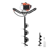 VEVOR Post Hole Digger, 43cc 1250W Auger Post Hole Digger, Gas Powered Earth Digger with 8' Earth Auger Drill Bit, 30 inch Long Alloy Steel Auger, for Farmland, Garden and Plant, EPA Certification