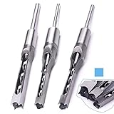 CBRIGHT 3pcs Woodworking Square Hole Drill Bit Set Mortise Chisel Bits for Carpenter DIY Woodworking Hole Opening Woodworking Project Tools (Three Size 5/16,3/8,1/2 Inch)