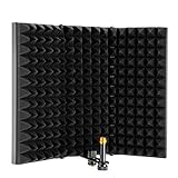 AGPTEK Microphone Isolation Shield, Foldable Adjustable Durable Studio Recording Microphone Isolator Panel for Stand Mount or Table Top