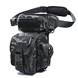ANTARCTICA Waterproof Military Tactical Drop Leg Pouch Bag Type B Cross Over Leg Rig Outdoor Bike Cycling Hiking Thigh Bag (Dark Black)