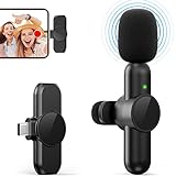 Wireless Lavalier Lapel Microphones for Android Phone Tablets Computer - Omnidirectional Condenser USB C Wireless Mic for Video Recording Vlog YouTube Tiktok Interview
