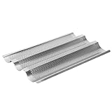 TOPINCN Baguette 430 Stainless Steel French Bread Waves Baking Tray Pan Bread Baking Tool 3 Grooves Silver