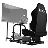 Anman Pro Stability Simulator Cockpit Black Racing Seat Equipped with Display TV Stand fit for Logitech, Thrustmaster, Fanatec, pc, Xbox, Ps5, Wheel Shifter Pedals NOT Included