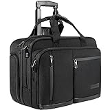VANKEAN 17.3 Inch Rolling Laptop Bag Women Men with RFID Pockets, Stylish Carry on Briefcase Laptop Case Waterproof Overnight Rolling Bags, Laptop Bags for Travel/Work/Business, Black