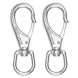 SHONAN Large Stainless Steel Swivel Snap Hooks, 2 Pack 4.6 Inch Heavy Duty Boat Hooks, Large Spring Hooks for Boat Anchor Ropes and Cables