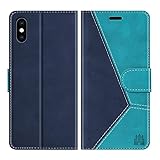 Caislean iPhone X/XS Wallet Case [RFID Blocking] Card Holders [Shockproof Interior Case] Premium PU Leather Folio Men Women Kickstand Function Magnetic Flip Cover Compatible with iPhone X/XS, Blue