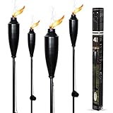 Garden Torches for Outside - Deco Home Pack of 4 Metal Garden Torches Citronella for Outdoor Ambiance - Decorative and Functional Citronella Torches for Patio, Lawn, and Backyard-Black