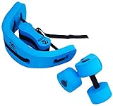 Elevon Complete Swim Training Set Including Water Dumbbell Weights, Floating Belt and Pull Buoy Leg Float, Blue