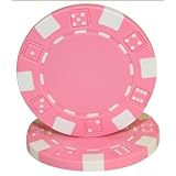 Brybelly Clay Composite Striped Dice 11.5-Gram Poker Chips (100-pack) - Blank Non-denominated Poker Chips - Custom Cash Games and Home Casino Poker Nights (Pink)