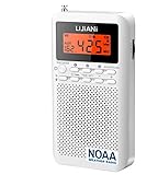 Pocket Weather Radio NOAA/AM/FM Powered by 2 AA Emergency Portable Transistor with LCD Display Digital Alarm Clock Sleep Timer, Best Reception Longest Lasting,Built in Speaker,Battery Operated
