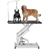 Hydraulic Pet Dog Grooming Table for Dogs & Cats, Heavy Duty Large Groomming Table with Adjustable Arm Noose, Maximum Capacity Up to 300lbs, 42.5inch, Black