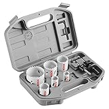 BOSCH HSBIM9 9-Piece Bi-Metal Hole Saws Assorted Kit with SpinLOCK Universal Arbor with Included Carrying Case for General Purpose Applications in Wood, Aluminum, Metal, Plastic Materials