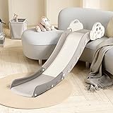 DUKE BABY Kids Indoor Sofa Slide Stair Slide Attachment to Toddler Bed and Nugget Couch, Best Accessory to Toy Playground and Bedroom —— White Cloud