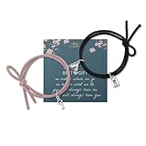 liforlove Heart Magnetic Bracelet for Women Mutual Attraction Magnetic Couple Bracelets Distance Relationship Her Rubber Rope Bracelet (black & pink, key lock pendant)
