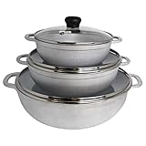IMUSA 3 Piece Caldero Set with Tempered Glass Lid 1.5/2.5/5.2Qt