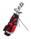 Remarkable Right Handed Junior Golf Club Set for Age 6 to 8 (Height 3'8' to 4'4') Set Includes: Driver (15'), Hybrid Wood (25*), 7, 9 Iron, Putter, Bonus Stand Bag & 2 Headcovers