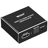 Tendak 4K x 2K HDMI to HDMI and Optical TOSLINK SPDIF + 3.5mm Stereo Audio Extractor Converter HDMI Audio Splitter Adapter(HDMI Input, HDMI + Digital/Analog Audio Output),AV-096-BK