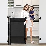 42-Inch Extra Tall Baby Gate 56' Wide Tall Dog Gate Retractable Baby Gates Adjustable Dog Gates for The House Indoor and Outdoor Pet Gate Mesh Baby Gate for Stairs, Doorways, Hallways, Black