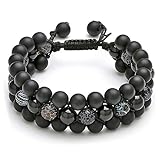 JOVIVI Beads Chakra Bracelet Multi-layer Matte Onyx Gemstone Black Obsidian Natural Yoga Beads Healing Energy Crystals Stretch Bracelets