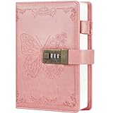 Billtigif Diary with Lock, Journal for Women Girls, Vintage Lock Journal Refillable Personal Locking Notebook Secret Journal with Combination Lock, 5.3'' x 7.8'' (Pink)