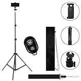 82 Inch Tall Extendable Tripod with Mobile Phone Clip Mount, Ball Head, Carry Bag and Remote, Compatible with Most Cell Phones, DSLRs, Digital Cameras for Selfie and Live Video MeeA