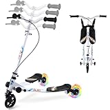 AODI Swing Scooter for Kids, 3 Wheels Foldable Wiggle Scooter Push Drifting with Adjustable & 2 Rear LED Wheels Kicks Scooter for Boys and Girls Ages 3-8