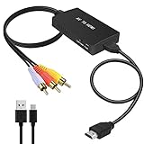 Tengchi RCA to HDMI Converter, AV Male to HDMI Adapter Support 1080P PAL/NTSC Compatible with PS one, PS2, PS3, STB, Xbox, VHS, VCR, Blue-Ray DVD Players