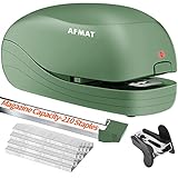 Electric Stapler, Automatic Stapler for Desk, Electric Stapler Desktop, AC or Battery Powered Stapler Heavy Duty, with Reload Reminder & Release Button, 25 Sheets Capacity, Green