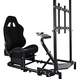Mokapit Sim Racing Cockpit with TV Mount & Black Seat, Easy to Get on and off, Compatible with Logitech/Thrustmaster/Fanatec G920,G923,G29,Professional Cockpit, No Pedal,Steering Wheel and Handbrake