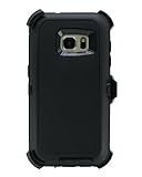 WallSkiN Case for Galaxy S7 (5.1') Heavy Duty Full Body Military Grade Drop Protection Carrying Cover Holder | Holster for Men Belt with Clip Stand – Black/Black