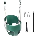 KINSPORY Toddler Swing, 59' Coated Heavy-Duty Iron Chains Baby Swing Outdoor, High Back Full Bucket Infant Swing Seat with Tree Straps for Swing Sets Backyard Outdoor Indoor (Green)