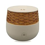 Small Essential Oil Diffusers Mini Diffuser for Essential Oils Wood Grain 30ml Portable Aromatherapy Diffuser Ultrasonic Mist Night Light Waterless Auto Shut-off Travel Aroma Diffuser for Bedroom Gift