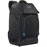 Acer PBG591 Predator Utility Gaming Backpack, Water Resistant and Tear Proof Travel Backpack Fits and Protects Up to 17.3' Predator Gaming Laptop, Black with Teal Accents
