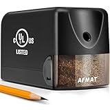 AFMAT Electric Pencil Sharpener, Heavy Duty Classroom Pencil Sharpeners for 6.5-8mm No.2/Colored Pencils, UL Listed Industrial Pencil Sharpener w/Stronger Helical Blade, Best for School