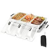 COSTWAY Buffet Servers and Warmers, 2 in 1 Electric Warming Tray, 450W Stainless Steel Chafing Dish with Temperature Control, 3 Serving Trays, 8 Qt Food Warmers Station for Parties Banquets Events