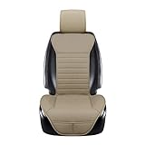 EDEALYN 1 pcs PU Leather Car Seat Cushion Cover Car Seat Cover Office Chair Cover for Front seat (Beige-A)