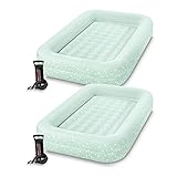 Intex Kids Travel Air Mattress Inflatable Bed Set with Raised Sides, Hand Pump, and Carrying Bag for Camping Trips and Sleepovers, (2 Pack)