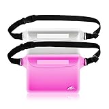 HEETA 2-Pack Waterproof Pouch, Screen Touch Sensitive Waterproof Bag with Adjustable Waist Strap - Keep Your Phone and Valuables Dry - Perfect for Swimming Diving Boating Fishing Beach, White & Pink