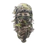 Ghillie Camouflage Leafy Hat 3D Full Face Mask Headwear Turkey Camo Hunter Hunting Accessories (Green Woodland Forest)