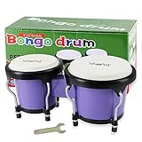 VANPHY Bongo Drum 4'' and 5'' Set for Kids Adults Beginners,Percussion Bongos Drum With Tuning Wrench. (Deep Purple)