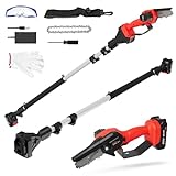2-in-1 Cordless Pole Saw, Mini Chainsaw with Pole, 20V 2.0Ah Battery Powered Pole Saws for Tree Trimming, 4' Cutting Cordless Power Small Pole Saw, 18ft Reach Electric Saw for Trees With Pole