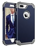 BENTOBEN Case for iPhone 8 Plus/iPhone 7 Plus, 3 in 1 Hybrid Hard PC Soft Rubber Heavy Duty Sturdy Rugged Bumper Shockproof Full-Body Protective Phone Cases for iPhone 7 Plus/8 Plus, Navy Blue/Gray