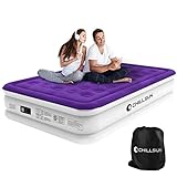 CHILLSUN Air Mattress with Built in Pump - 16 inch Queen Size Double-High Inflatable Mattress with Flocked Top - Easy Inflate, Waterproof, Portable Blow Up Bed for Home