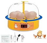 Egg Incubator, 6 Eggs Poultry Hatching Machine with Automatic Egg Turning and Temperature Control, General Digital Incubators for Hatching Chicken Duck Goose Quail Birds Turkey Eggs