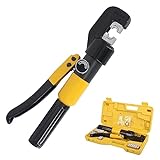 LCyindu 10 Ton Hydraulic Crimping Tool Range 12 AWG-2/0 AWG Battery Cable Railing Crimping Tool 0.43 inch Stroke Electrical Terminal Wire Crimper with 9 Pairs of Die Sets for DIY,Auto Repairing